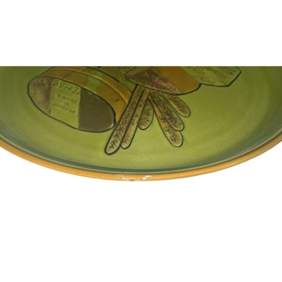 Vintage Los Angeles Potteries Cheese Platter Plate 14.5" Green USA #505 - Picture 5 of 9